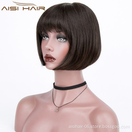 Aisi Hair Wholesale 10a Grade Peruvian Hair in China 8 Inch Full Lace Bob Wigs For Black Women